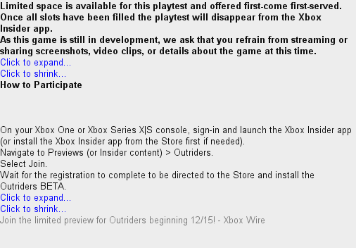 Resetera Nt On Twitter Xbox Insiders Can Now Join The Outriders Beta Https T Co Hv1yoaedgv