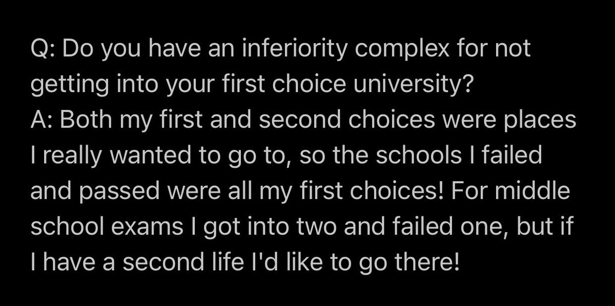 about not getting into her "first choice" university