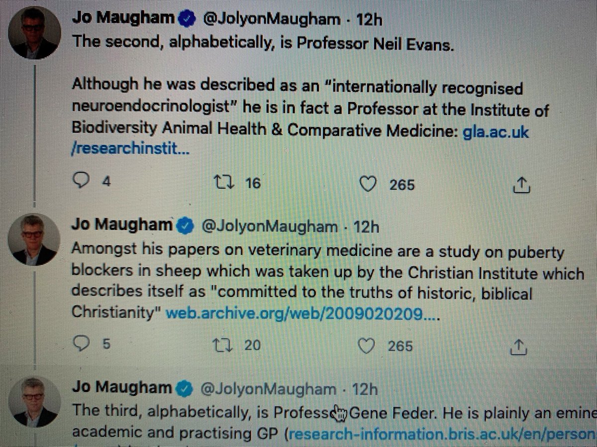 1./ On Jolyon Maugham and his underhand tactics. Here's Jolyon complaining that an expert cited by the prosecution in the Tavistock trial is a.... veterinary scientist who did work on sheep. To self-styled genius Jolyon this appears to be an outrage. It isn't. And here's why.