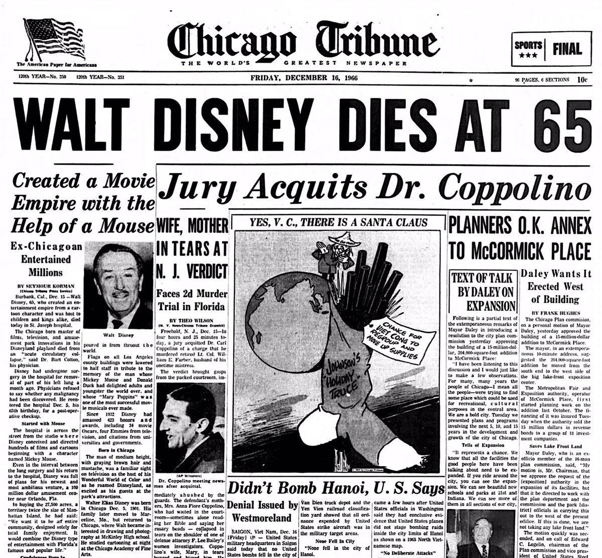 RetroNewsNow on Twitter: "On December 15, 1966, Walt Disney died at the age of 65 https://t.co/TzaNINnQPK" / Twitter