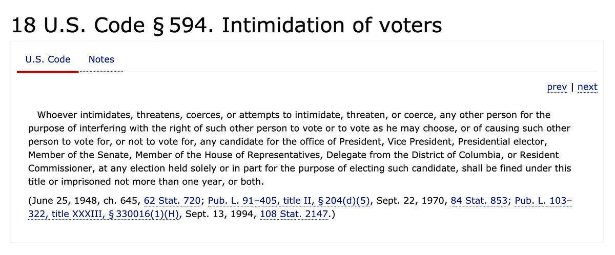 18 U.S. Code Chapter 29 - Elections And Political Activities18 U.S. Code § 594 Intimidation Of Voters'...One Year.'