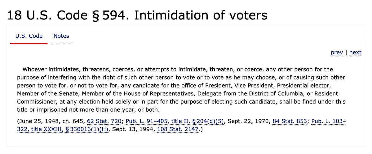 18 U.S. Code Chapter 29 - Elections And Political Activities18 U.S. Code § 594 Intimidation Of Voters'...One Year.'