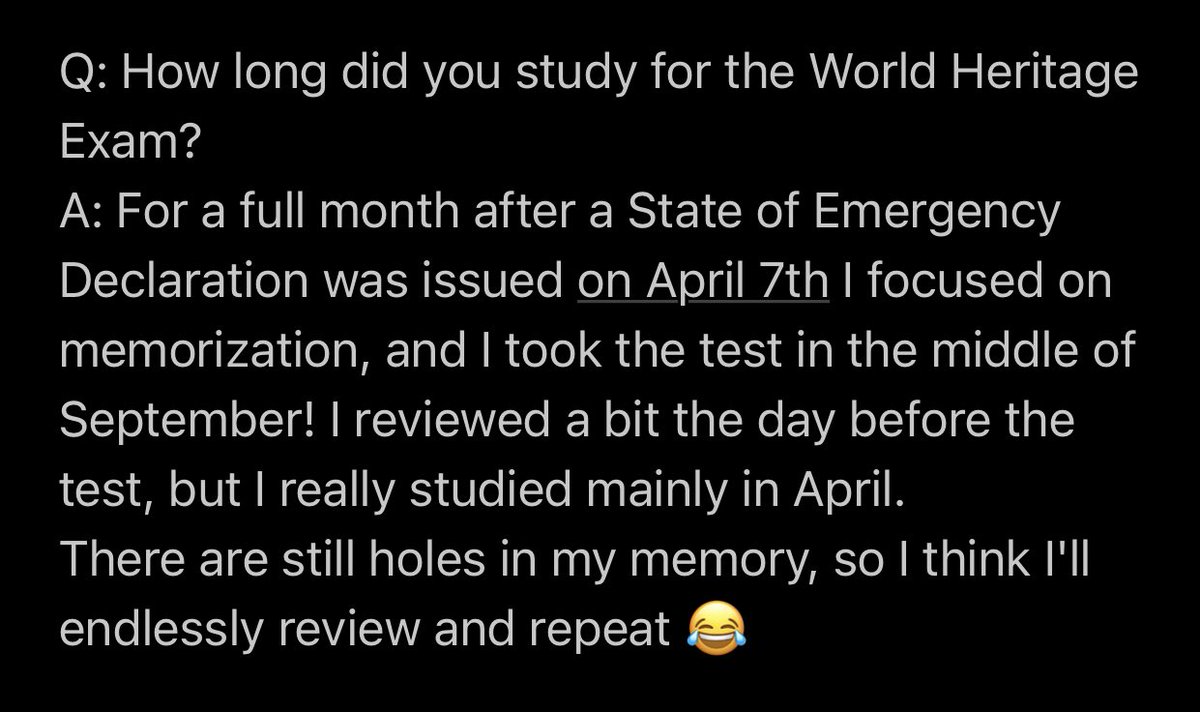about studying for the world heritage exam!