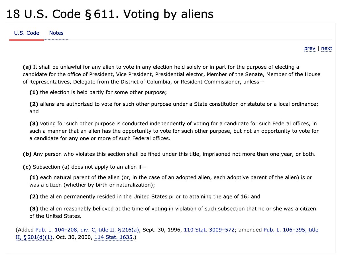 18 U.S. Code Chapter 29 - Elections And Political Activities18 U.S. Code § 611 - Voting By Aliens'...One Year.'