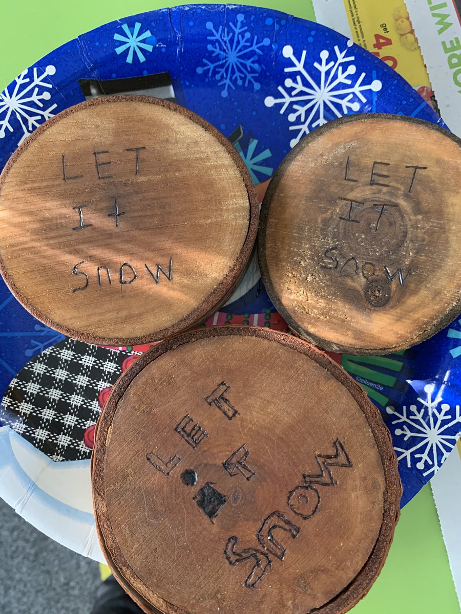misscbrown12's tweet photo. Hands on fun in the @dyssptbo classroom! Students sanded, decorated with wood burning &amp; sealed wooden biscuits to make them into coasters to take home as gifts 🎁❄️ https://t.co/69U2PSO38V