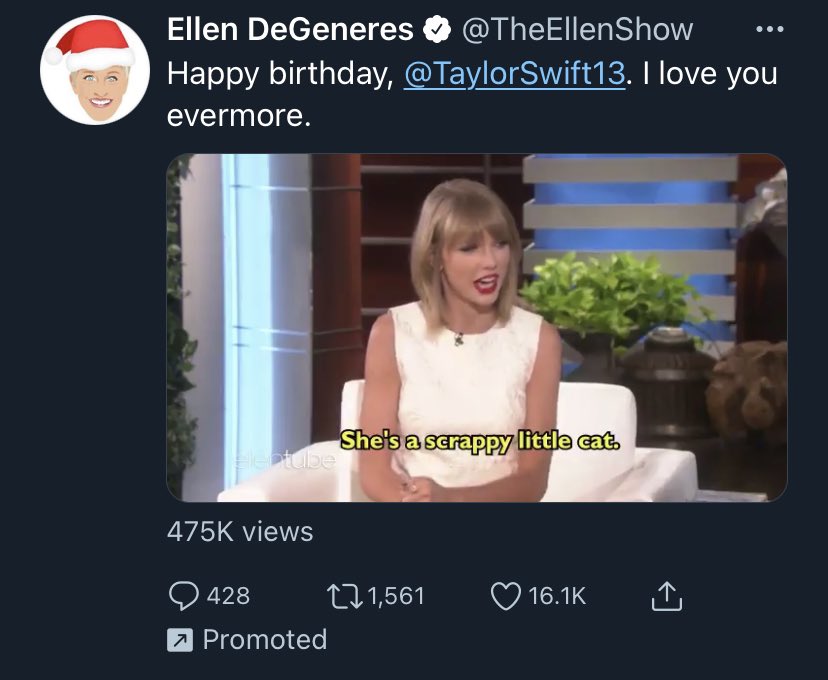 Why is ellen promoting her happy birthday message to taylor swift 