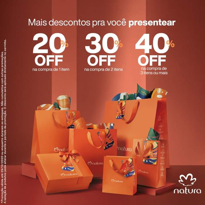 Aqui tem 20% de desconto adicional aplicando o cupom ESPECIAL20. Acesse meu Espaço Digital e aproveite: natura.com.br/consultoria/va…
Válido até dia 29/12/2020 ou enquanto durarem os estoques. Não aplicável em kits, lançamentos e presentes.
Curta: facebook.com.br/byvanucia