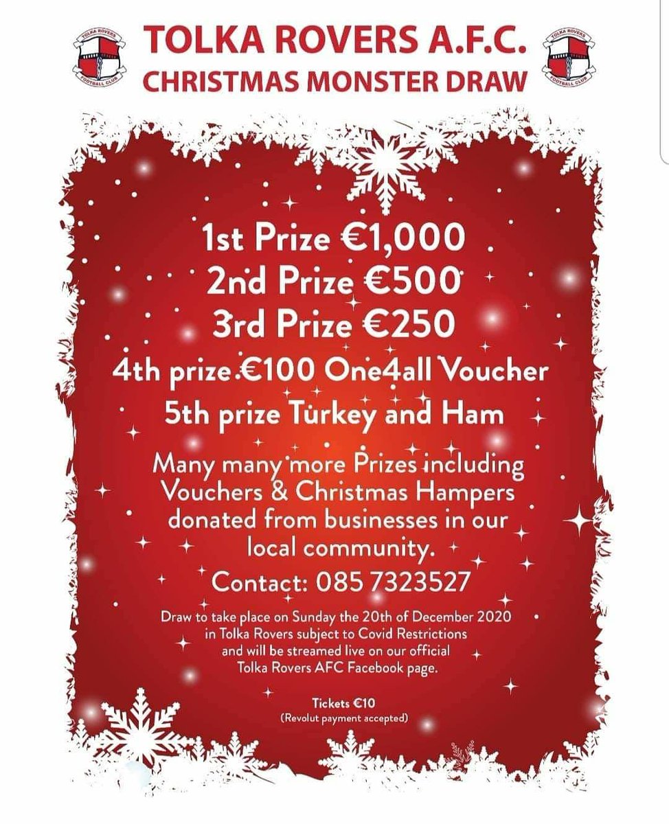 TolkaRoversAFC's tweet photo. 🔴⚪ Many thanks to Eurospar Glasnevin for donating a hamper for our Christmas Monster Draw.
We have a limited number of tickets left so please pm or text 0857323527 if you would like to purchase a ticket.
#eurosparglasnevin #supereasysupermarket #shoplocal #staylocalshoplocal https://t.co/zSuXr8WIfF