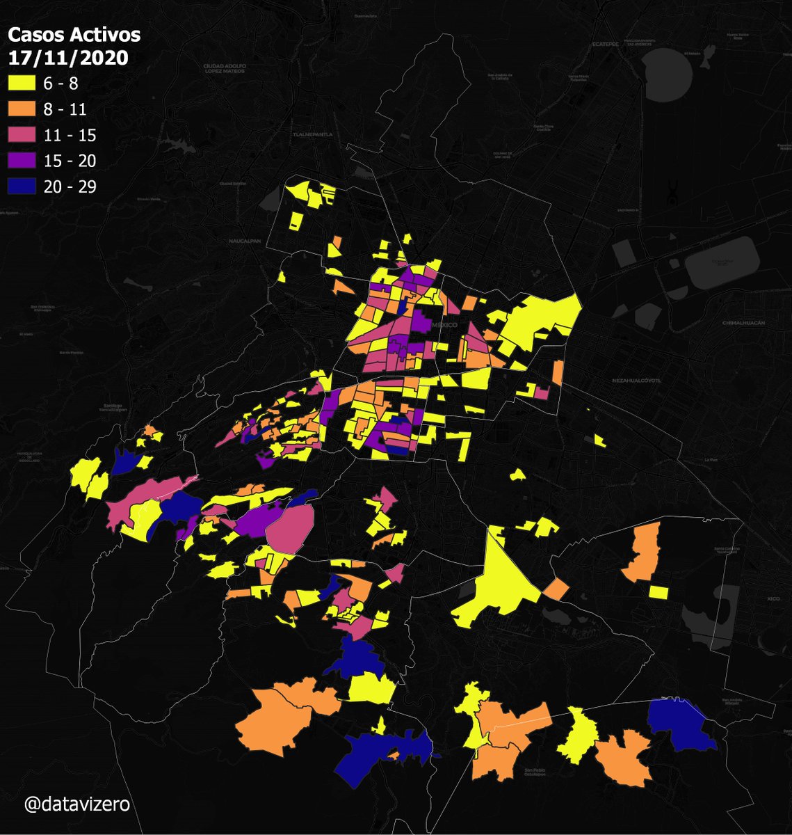 datavizero's tweet photo. Un mes de diferencia entre los casos activos Covid19 en la CDMX (ADIP). Vamos a repasar que colonias tienen el mayor número de casos en la tercera emisión de @IMER_Noticias con @eliabaltazar. https://t.co/qxBYQPfOtV