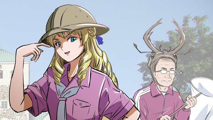 #悪役令嬢転生おじさん 第6話感想絵。

前触れもなく呼び出して、貴族社会に昆虫採集ブームを起こそうと画策するグレイス公爵令嬢とその中の人。

このエピソードはツイッターでは発表されていないから、みんなも今日発売の単行本を買うといいよ。 