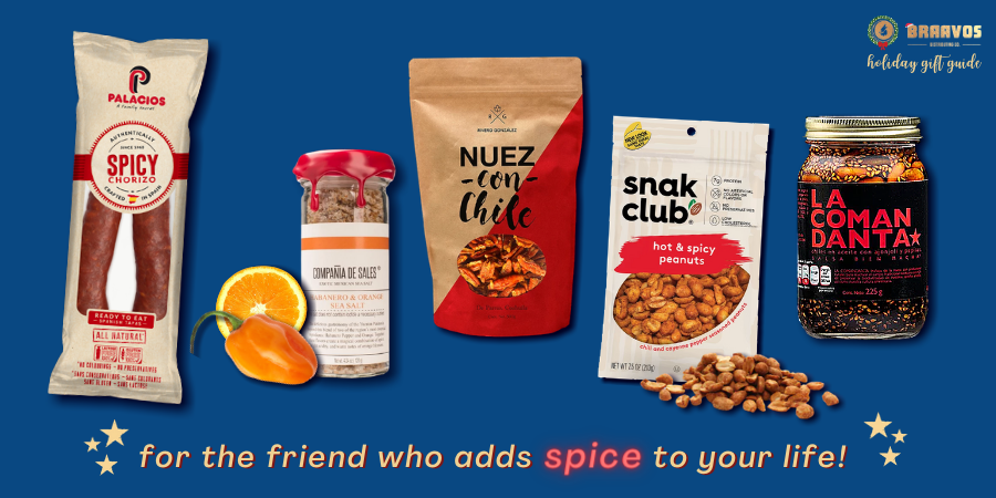 BraavosCO's tweet photo. We all have that one friend or family member who *loves* spicy food. Help them set their taste buds on fire this holiday season with our selection of spicy gourmet foods. They're LIT - and you can still get them in time!
⁣⁣
#braavosco #giftguide #shoplocal #shoplocaltx https://t.co/MDMiT9dwSA