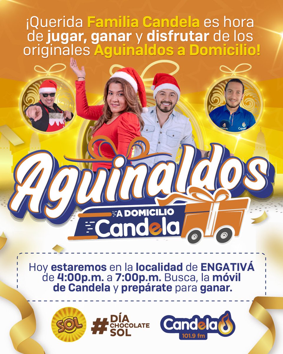 CandelaBogota's tweet photo. ¡Estamos jugando preaguinaldos en Engativá! 🤑
🔥 No debes decir la palabra "sí"
🔥 Debes escuchar Candela para saber la dirección donde estamos jugando
🔥 Entre todos debemos cumplir con nuestras medidas de bioseguridad
#Publicidad paga por #ChocolateSol https://t.co/he2KIwxX57
