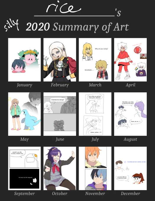thanks for sticking around this year, and i hope you'll stick around for next year, too. honestly last year's cursed summary of art was probably peak but this year's alright. man . i need to finish playing XBDE 