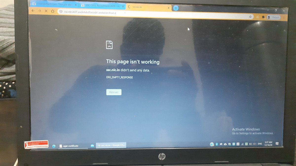Rajatku29609887's tweet image. #sscchsl #ssc_fix_server_problem #Ssc_extend_chsl_application_date 
5:38 am. SSC did not work web so it again server too busy and this page isn&apos;t working. Why did you not work on the net website? You must learn from the IBPS website.