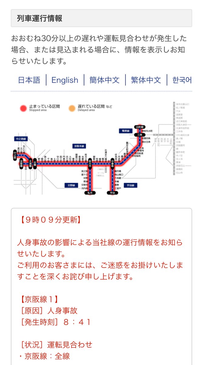 京阪 X 人身事故 Hotワード