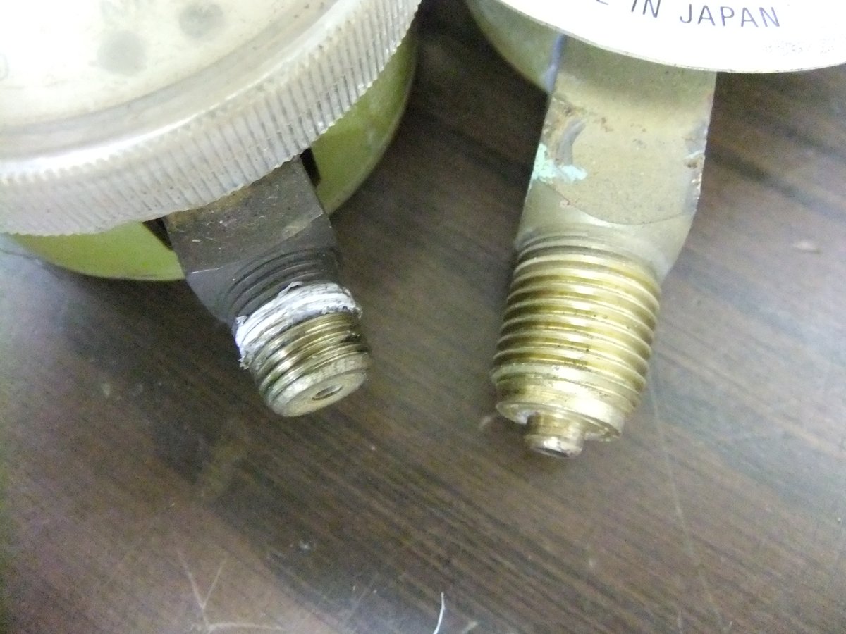 ガスバーナー ガスゲージの修理 アドバイスのプロ 普段ご使用のガス切断機用 ガスゲージのメーターの テーパーは通常1 4ptです 13 157mm外径 その一段下のテーパは1 8pt 9 728mm外径 になります Nt Npt Unf などの規格もあり判断に迷うところです