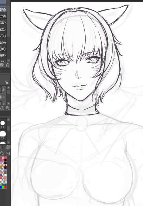 唐突に描きたくなってママ描いてたんだけどここまで描いて満足した感すごい 