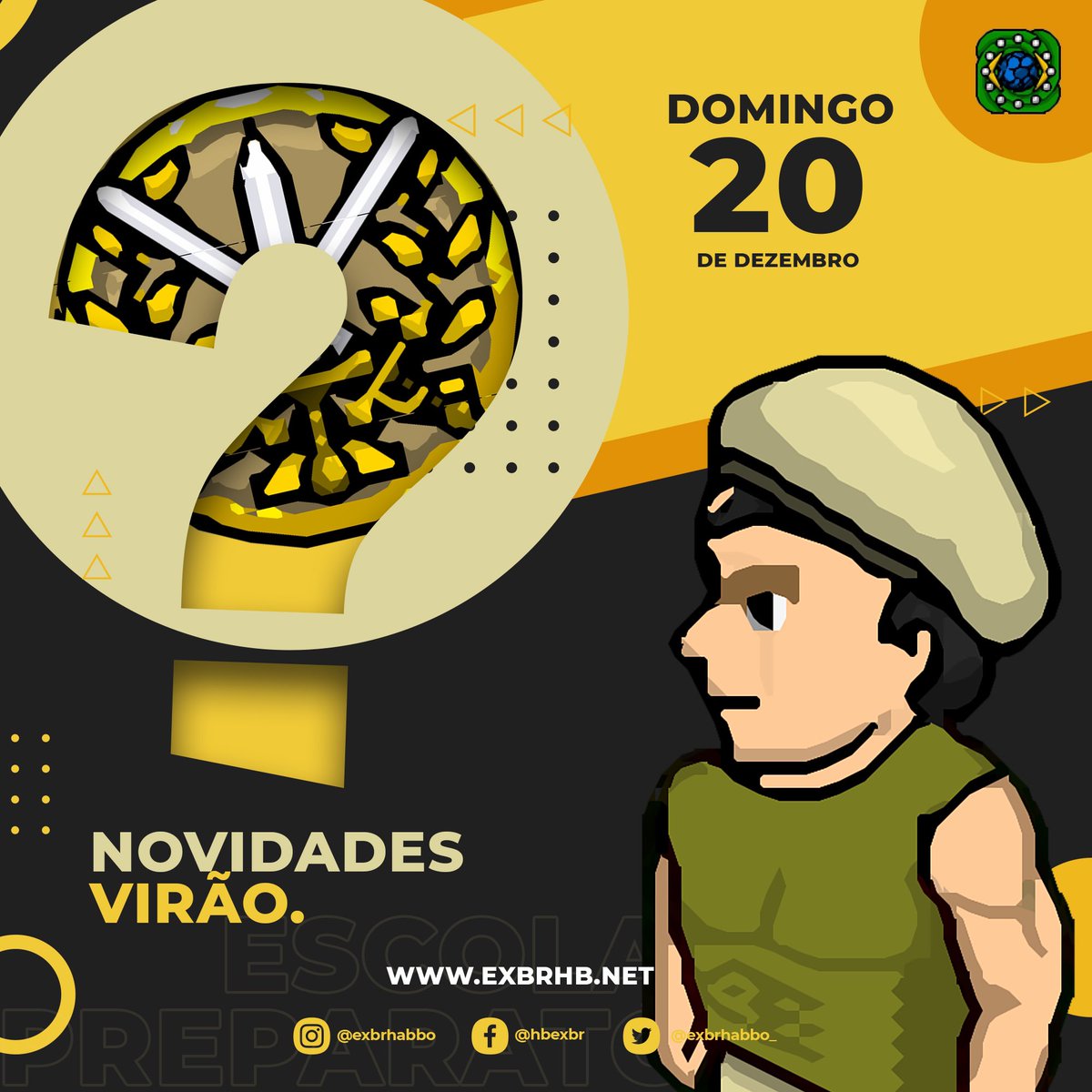 exbrhabbo_'s tweet photo. Em breve novidades.
-
#exbrhabbo #habbohotel #militarismohabbo #habbocolor #habbo #sorteio @habboofficial @habbo https://t.co/twtceFuBSc