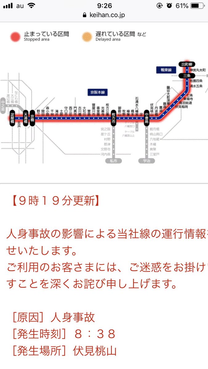 京阪 X 人身事故 Hotワード