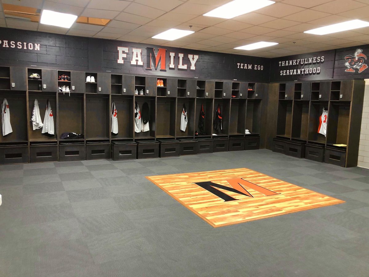 DivisionWon_'s tweet photo. Custom built lockers, with USB charging stations, numbered keypad electronic locks, custom Kinetex flooring and heat applied graphics above the lockers. Before and after. https://t.co/bVZmzABGWF