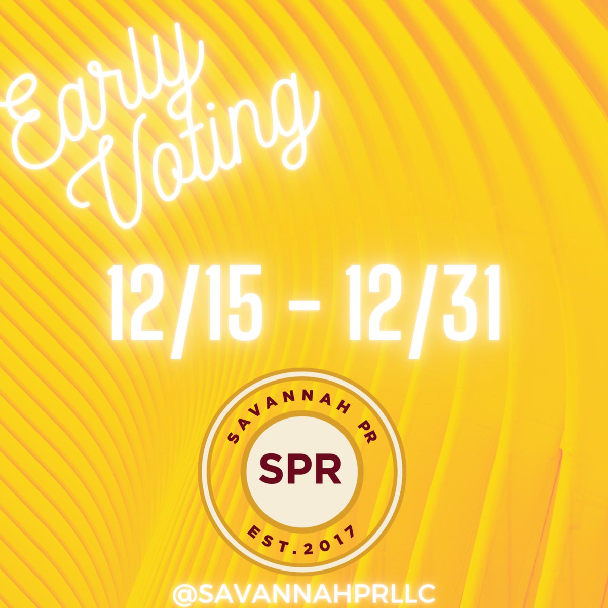 Early in-person voting for the runoff elections for Georgia’s two U.S. Senate seats is in progress! 

#earlyvoting #gasenaterunoff #senate #Georgia #SPR #savannahprllc #vote