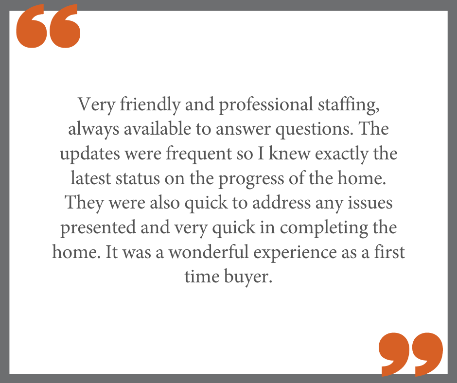 We would love to guide you through the homebuilding process! #TestimonialTuesday