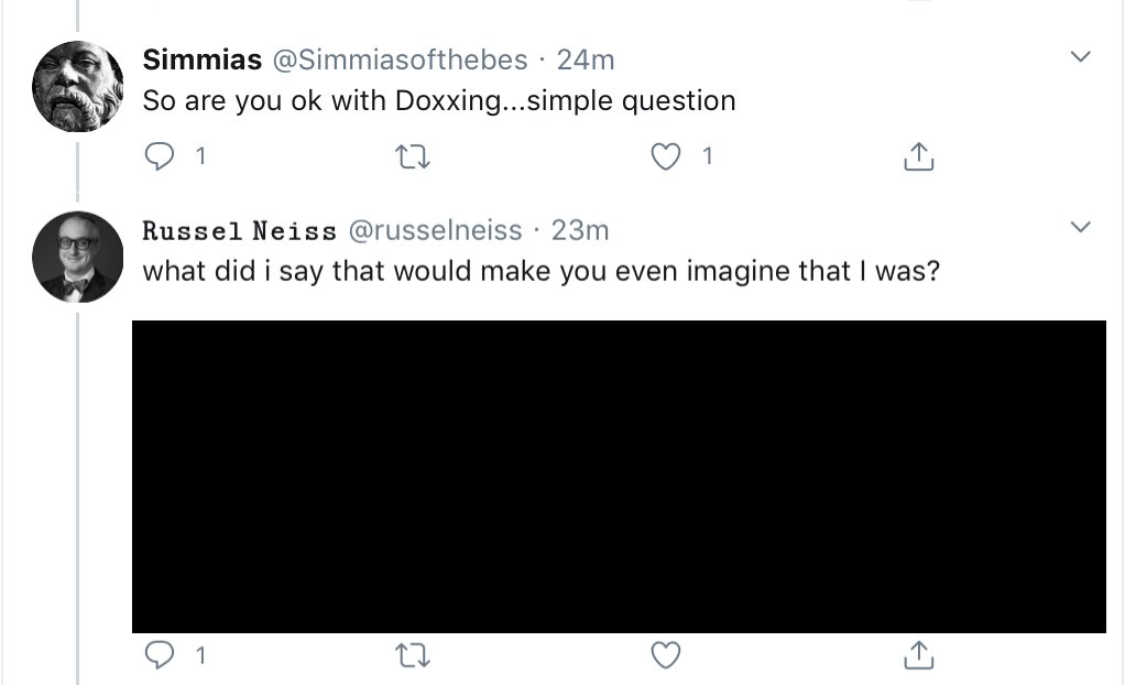 When one of my followers replied to Russel, he responded with a picture of my family member and their music page. I blacked out the image for obvious reasons.