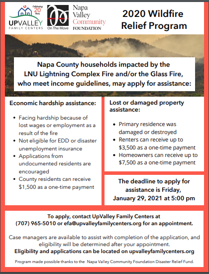 DRANetwork's tweet photo. Assistance is available for Napa County households impacted by the #LNULightningComplex and/or the #GlassFire - details are available below: 
#DisasterAssets #DRANetwork #WildfireAssistance https://t.co/qNgZJhdt2h