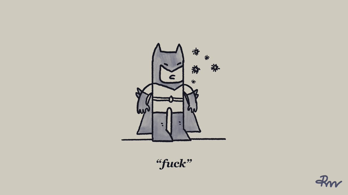 Ironically he catches Covid-19 because despite being inspired by a bat he wears a costume that is the diametric opposite of the face masks we now have to wear to prevent contracting an illness that allegedly started when a person ate a bat.