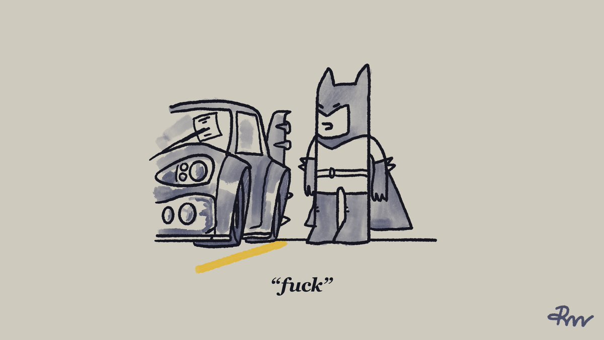 He finds a parking ticket on the Batmobile.