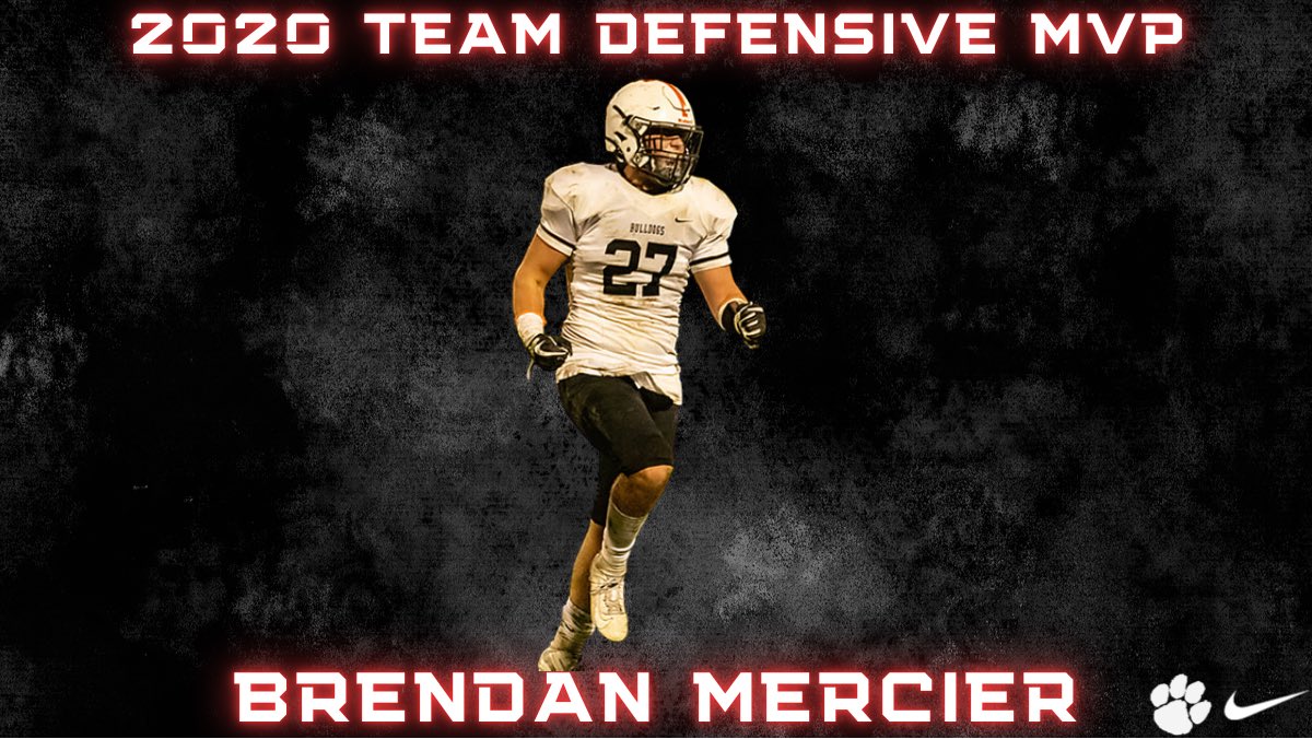 Congratulations to Brendan Mercier on being named the 2020 Team Defensive MVP!
