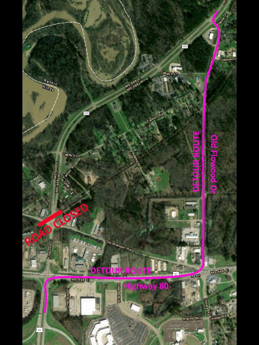 FlowoodPolice's tweet image. Road closer (Emergency Alert) Hwy 468-Old Brandon Rd. starting Wednesday, December 16-19, 2020. Road closed for Railroad crossing replacement. Starting time 09:00am Wednesday morning. During this necessary work, this section will be closed to traffic in both directions.