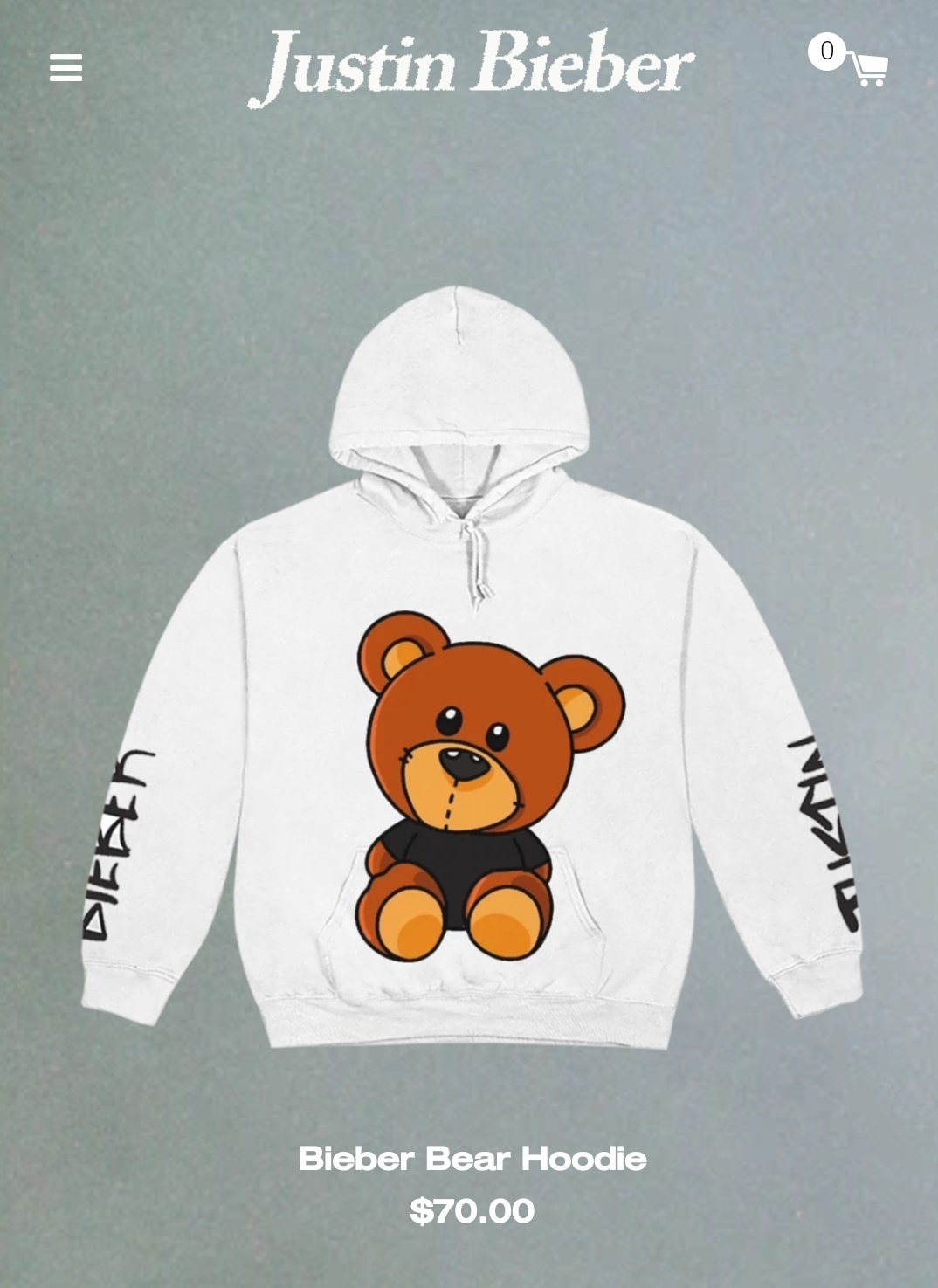 Justin bieber bear hoodie hotsell