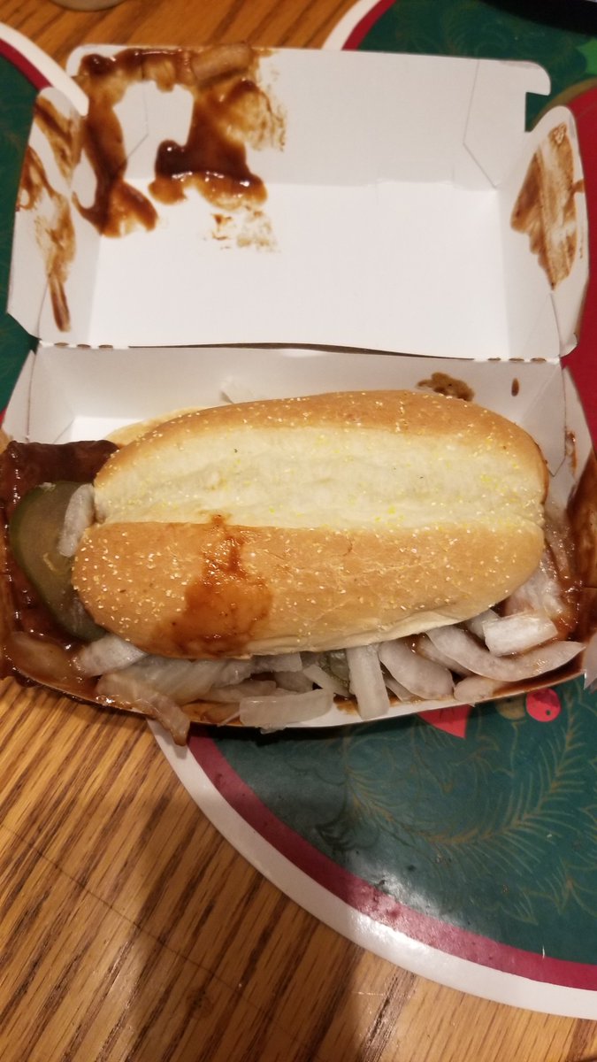shadowzack's tweet image. my dad sent me some pics of his McRib he got. Someone was not having a good day at @McDonalds