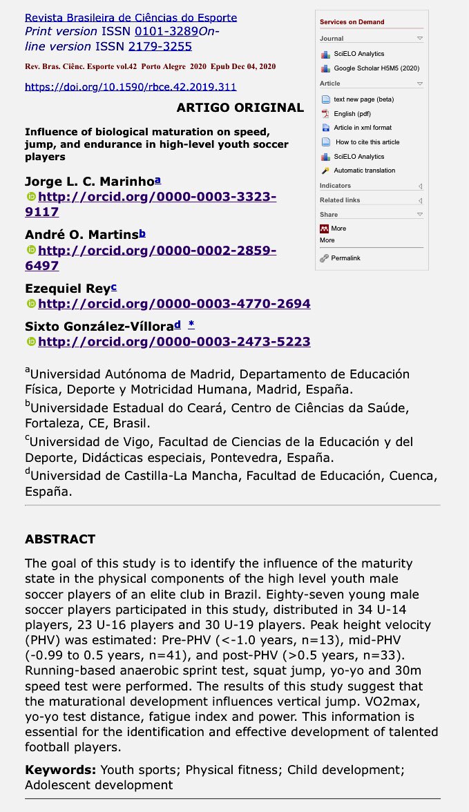 Sixto Gonzalez Villora New Influence Of Biological On Speed Jump Endurence In High Level Youth Soccer Players Biological Maturation In Soccer Players Jorge After A 1 Year Research Stay In Faceducacioncu Publishes