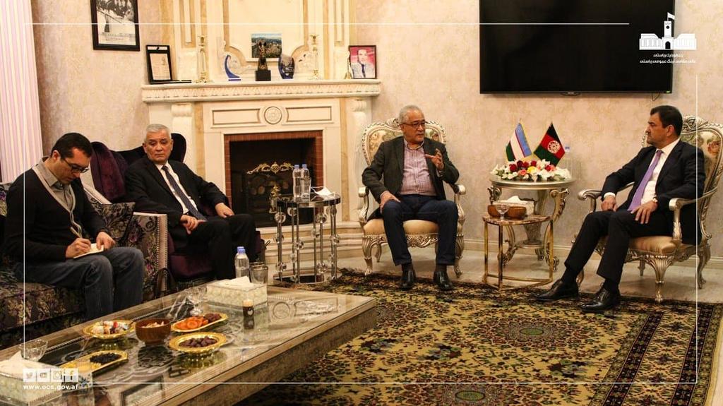 Reporterlyaf's tweet photo. @ShakerKargar, Chief of Staff of President Ghani's Office, met with Esmatullah Irgshaev, Uzbekistan Special Representative for #Afghanistan. https://t.co/cxbjOKtNKd