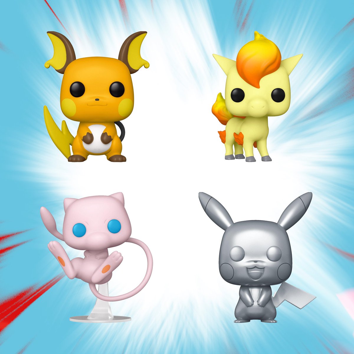 Team Pop Fr On Twitter Voici Un Apercu Des Nouvelles Figurines Funko Pop Pokemon Avec Ponyta Raichu Mew Et Pikachu Argent Un Avant Gout De La Celebration Des 25 Ans The