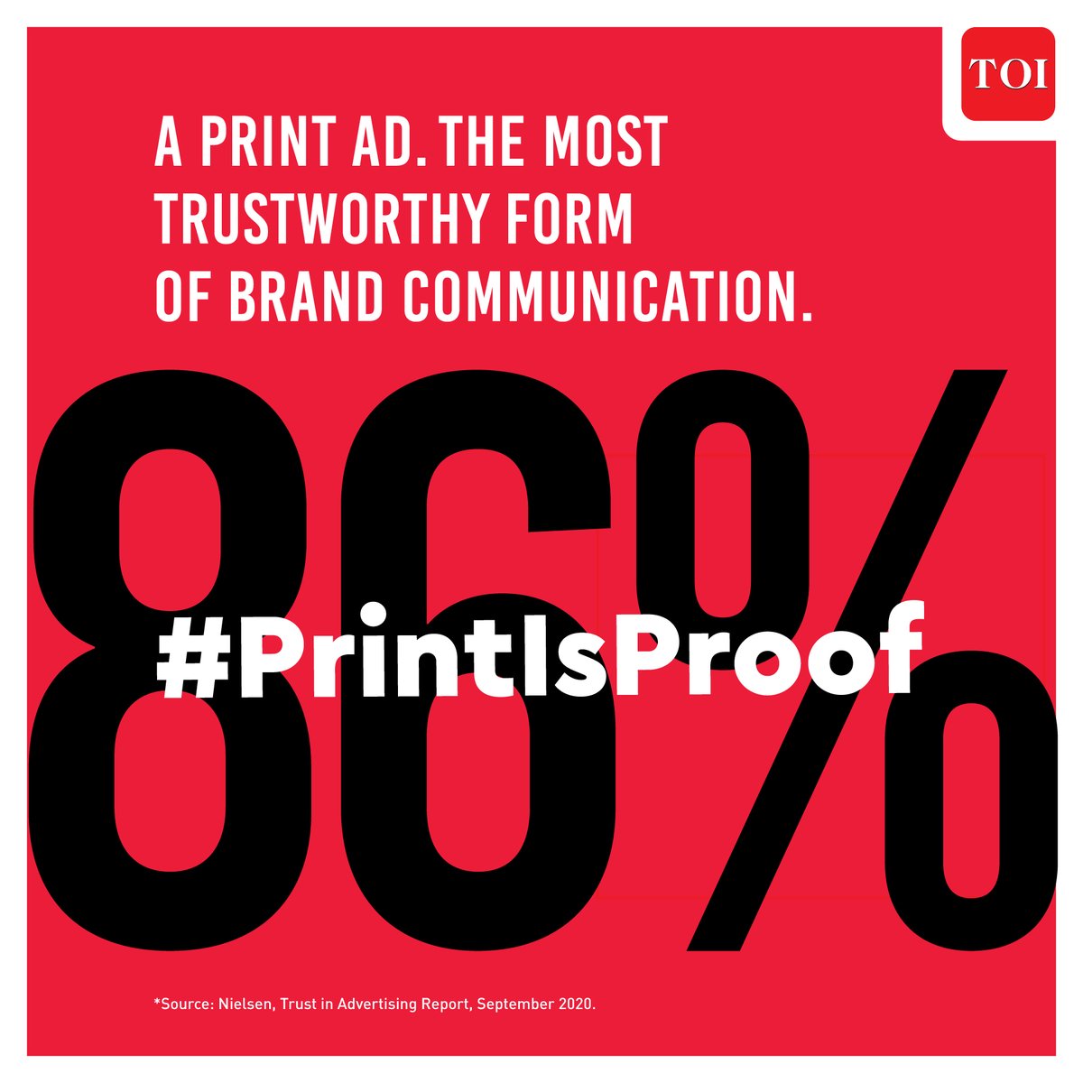 TimesResponse's tweet photo. According to The Trust in Advertising report*, trust in print ads is the highest (86%) than ads in any other medium. Need we say more? #PrintIsProof https://t.co/HCLuXDn42x