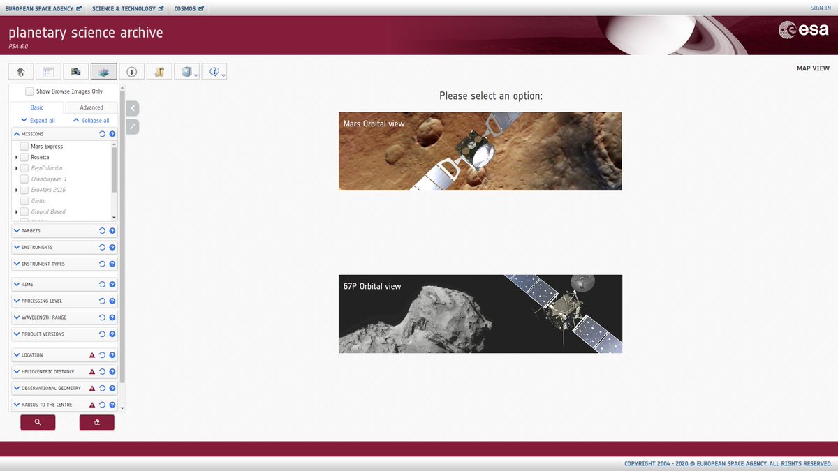esapsanews's tweet image. Today&apos;s release of PSA v6.0 brings major new features - not one, but two map views! 

These help you more easily locate and download relevant data by showing where the observations were made: archives.esac.esa.int/psa/#!Map%20Vi… (1/5)