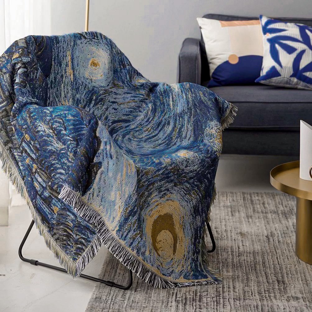 benandbart's tweet photo. Pairing up our Van Gogh teacups with this Starry Night woven blanket! ✨

Blanket is 100% woven and not printed/inked so colors will not fade. 💝

Order yours through our website today : https://t.co/5WTfCpa94o https://t.co/Id5SOzyy3s