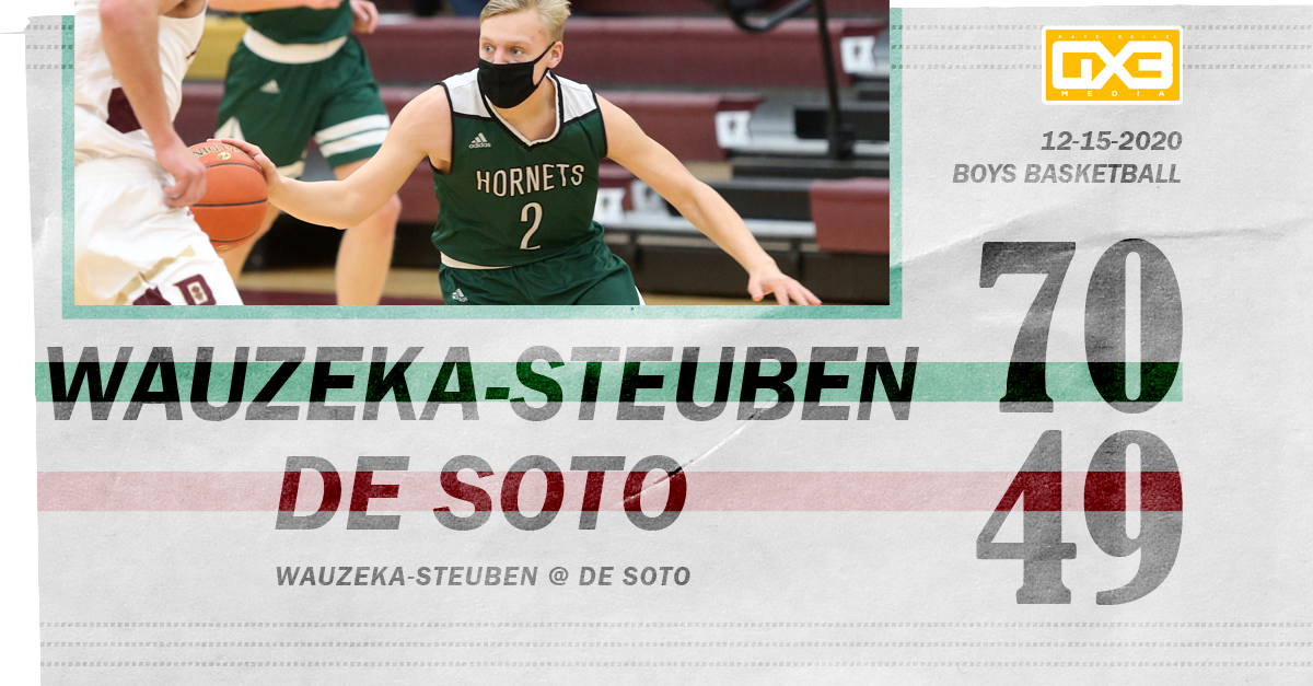 NBGX3Media's tweet photo. 12-15-20 Wauzeka-Steuben improved to 3-0 in Ridge and Valley Conference action after felling De Soto 70-49 Tuesday night.  #wshornets #dspirates #wisbb https://t.co/XJmMut0kQA