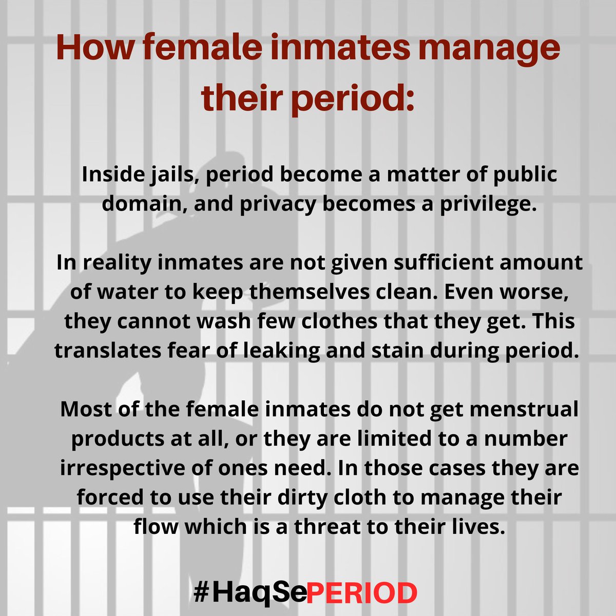 HaqSePERIOD's tweet photo. Female inmates also bleed! 🩸
After ready multiple articles &amp; having insight on period poverty in prisons, HaqSePERIOD was able to visit Neemka jail, Faridabad. 
We provided 1000 raho safe pads to 60 female inmates 
Periods don’t stop, but inequality should!
@RahoSafeIn @PeeSafe https://t.co/VAfrn0sPSP