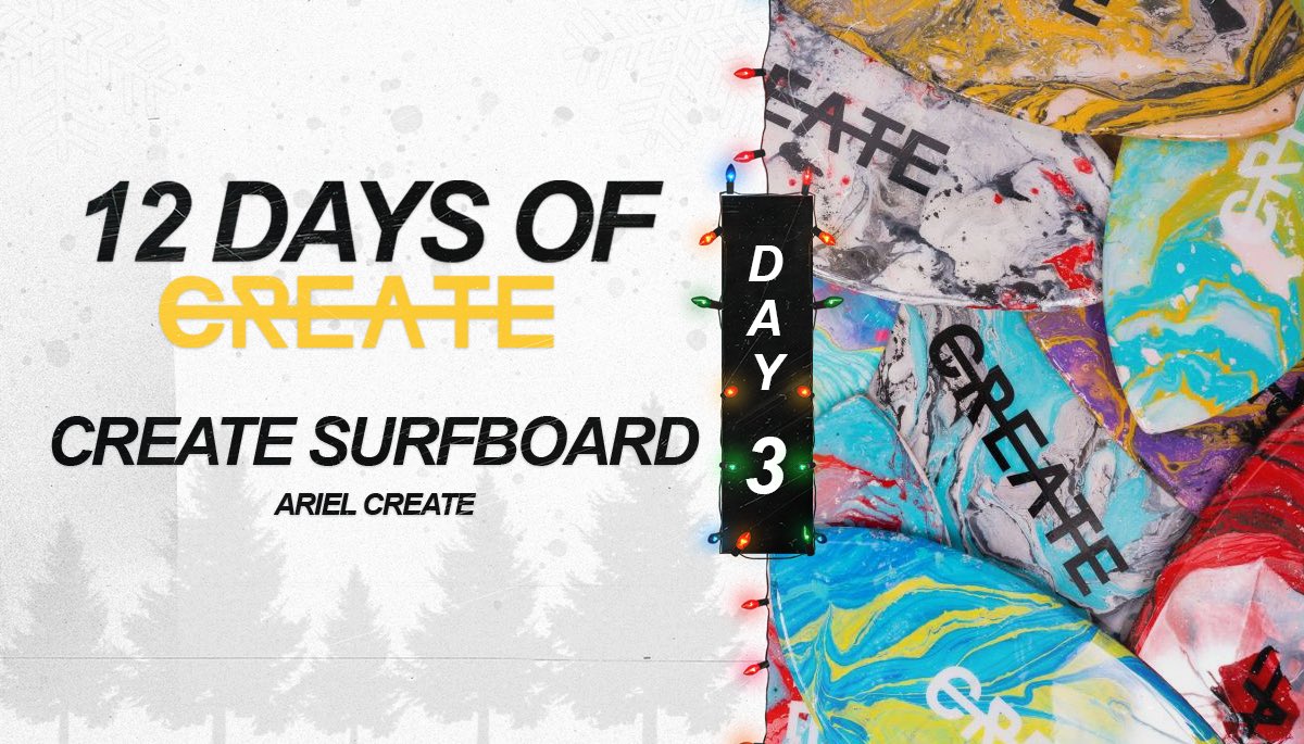 ❄️For day 3, I will be giving away a Create Surfboard! #12DaysofCreate❄️

To Enter:
🟡Follow <a href="/ArielCreate/">Ariel Ben-Abraham</a> and <a href="/create_supply/">Create</a>. 
🟡RT this post.
🟡Tag 2 friends.

Winner will be picked and tagged in this post in 24 hours!⚡️
