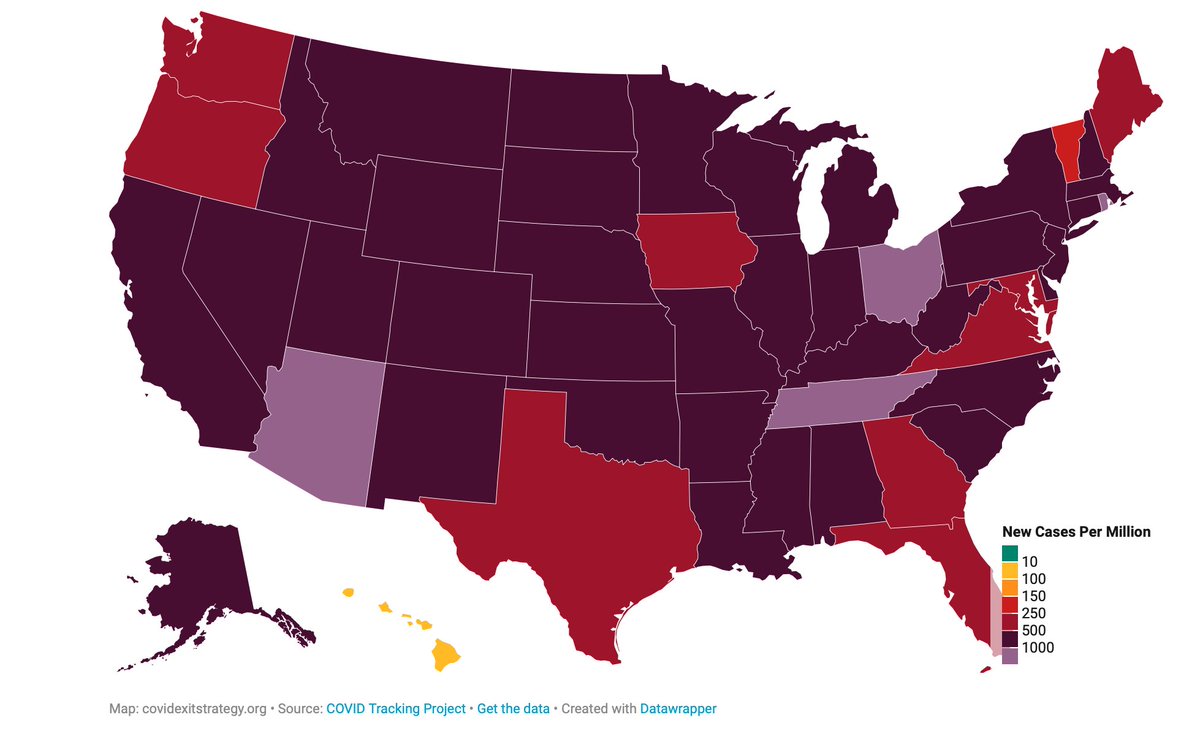 EricTopol's tweet photo. Rank of new covid cases per million people in states or countries around the world
1. Tennessee 1,161
2. Rhode Island 1,113
3. Arizona 1,068
4. Ohio 1,055
____________
5. Lithuania 996
6. Serbia 947
7. Georgia 934 (country)
https://t.co/BpmBybV8U5
@OurWorldInData https://t.co/xy4u8FhSP6