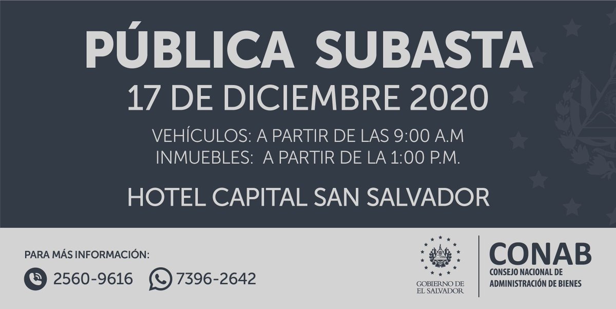 Entra en el enlace subasta.conab.gob.sv y descarga las bases para participar este jueves 17 de diciembre en la #Subasta #CONAB.