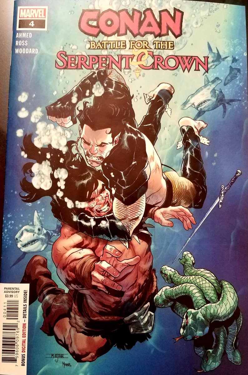 NOLA_bert's tweet photo. Tonight's Conan cover art is by Mahmud Asrar and Marcio Menyz. Conan and Namor fight near sunken Atlantis. https://t.co/x52PkeUsnZ