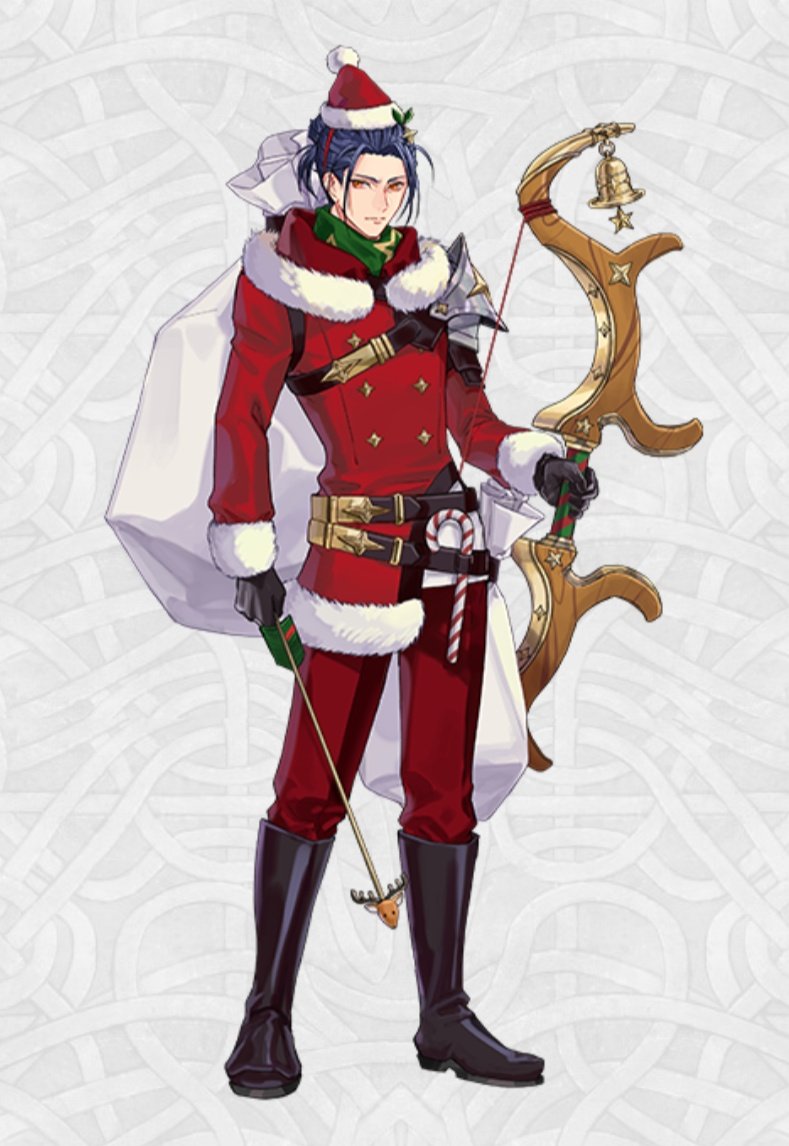 リアラ クリスマス超英雄イラスト来た フェリクスカッコイイやん 袋をベルトで固定しているそうな これは重装ですね ベルの説明で ベルは騎馬だけど 厚着だから重装備 と言ってて バレンタインリンも厚着だから重装だしそうだよね と思ったけど