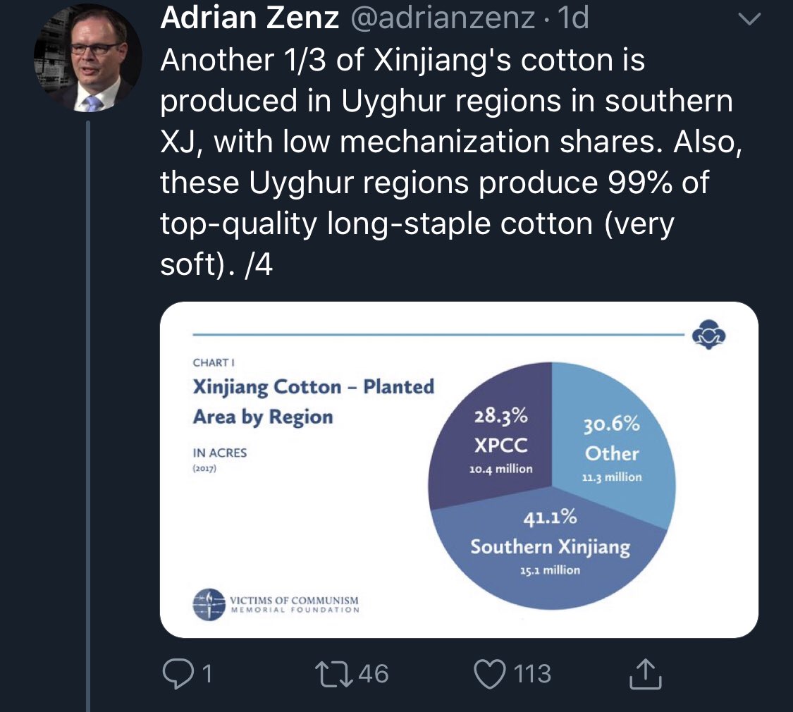 Adrian Zenz,  @VoCommunism “researcher” came out w new report purportedly w evidence of  #Uyghur slave labor used to produce cotton in  #Xinjiang. ‘Evidence’ 1: because Uyghur majority region in Southern Xinjiang employ local labor!!!