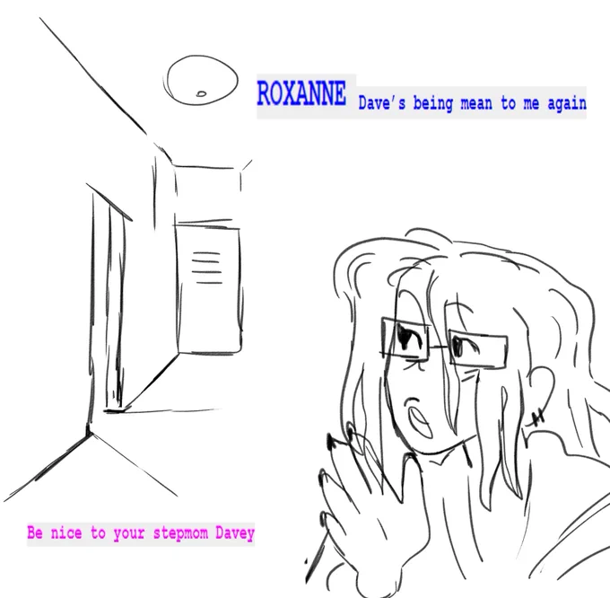 this rough comic is making a resurgence on tumblr so i wanna say i constantly think about June as Daves stepmother and having a "you're not my real mom" dynamic 