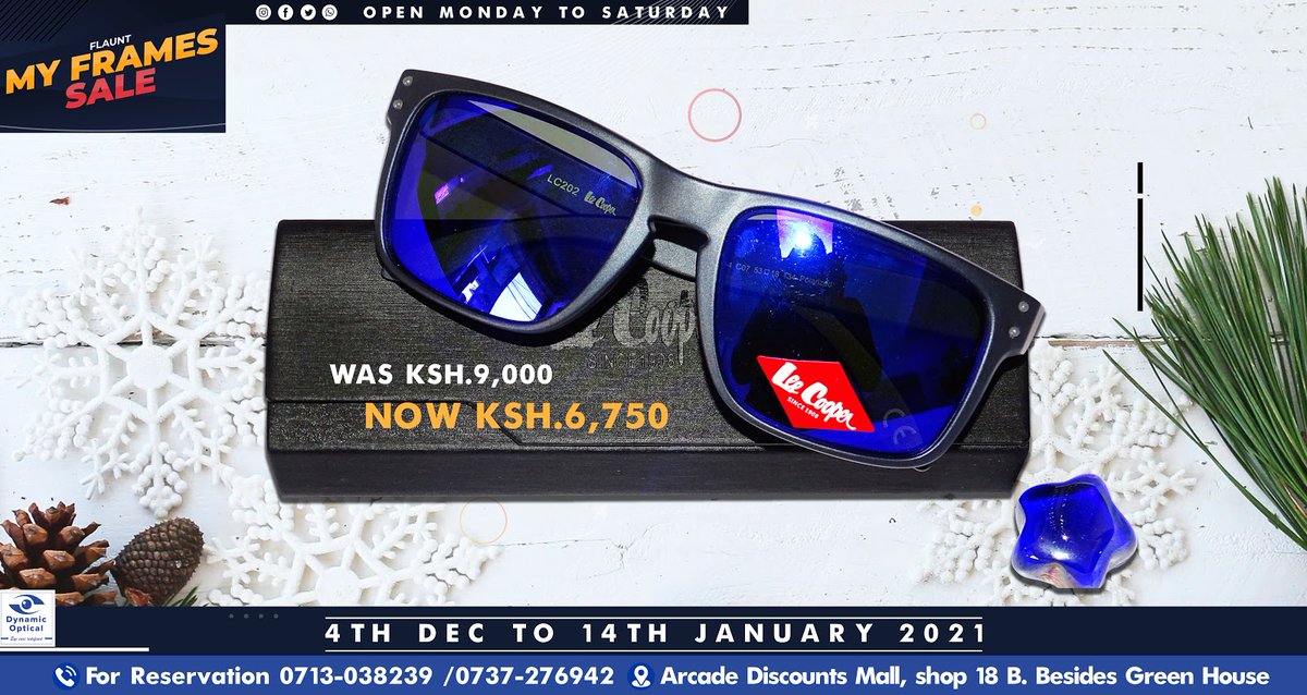 Dynamic_Optical's tweet image. This month every coin saved counts. Get 30% off on the Lee Cooper sunglasses with Dynamic Optical and save KSHS 2250. Contact us on 0713038239 &amp;amp; 0737276942 or visit us at Arcade Discounts Mall. Shop 18B besides Green House on Ngong Road. #FlauntMyFrames